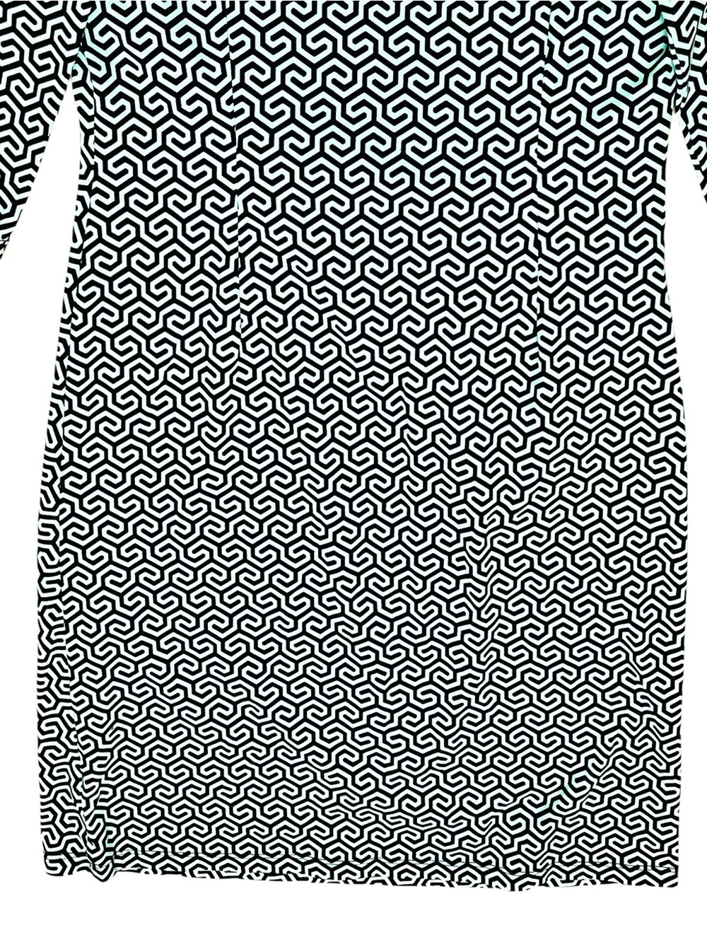 J McLaughlin Dress Catalina Cloth Mint Green Black Geometric Print Ruched Sz S - Picture 9 of 13
